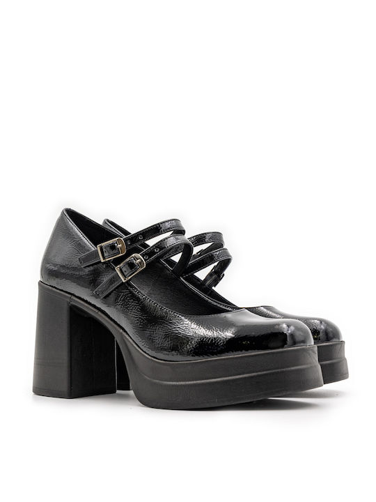 Stefania Patent Leather Black Heels