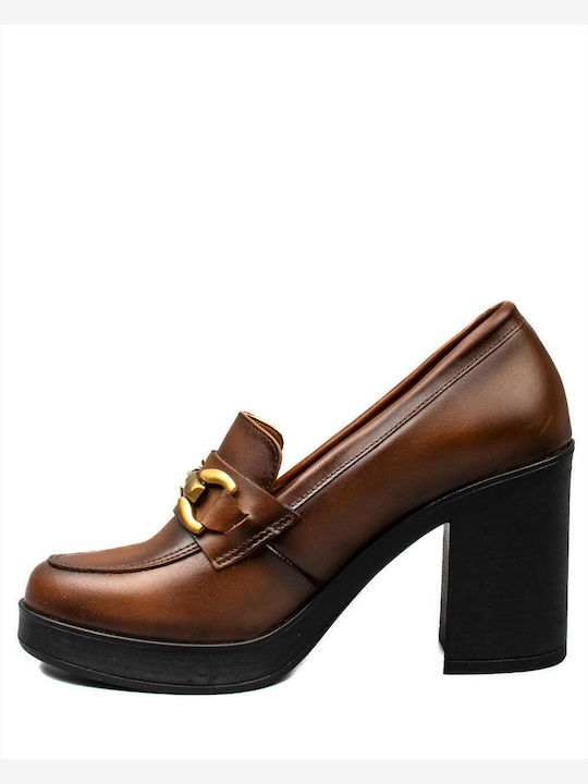 Leather Tabac Brown Heels