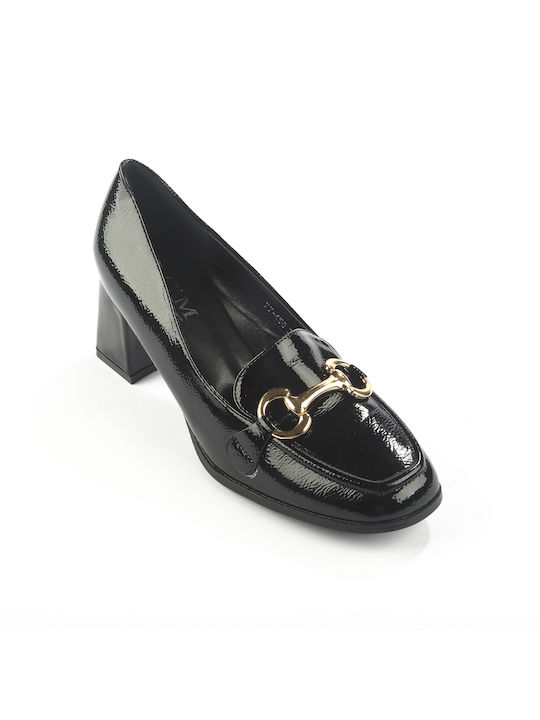 Fshoes Synthetic Leather Black Medium Heels