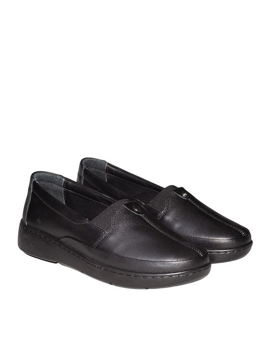Leather Women's Moccasins in Black Color