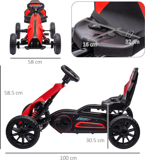 Go Kart Μονοθέσιο με Πετάλι Κόκκινο για 3+ Ετών