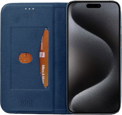 Idol 1991 Elite Anti-rfid Synthetic Leather Book Blue (iPhone 15 Pro)