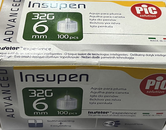 PiC Solution Insupen Advanced 32gx6mm Βελόνες Ινσουλίνης 100τμχ