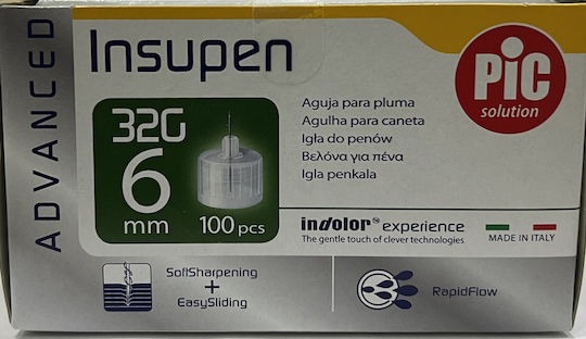 PiC Solution Insupen Advanced 32gx6mm Βελόνες Ινσουλίνης 100τμχ