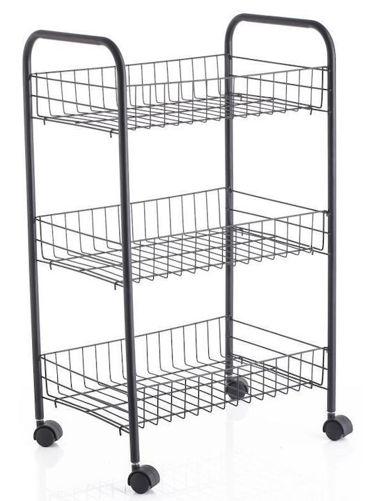 Viosarp Kitchen Trolley Metallic 3 Tiers White 62x38x62cm
