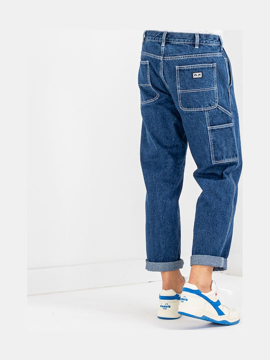 Men's Jeans Pants with Relaxed Straight Fit Stonewash Indigo