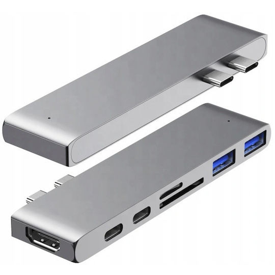 Dual USB-C Docking Station cu HDMI PD Gray (CO2-0117)