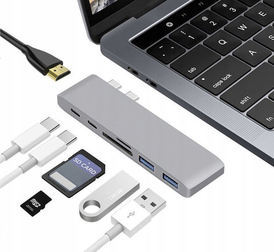 Dual USB-C Docking Station cu HDMI PD Gray (CO2-0117)