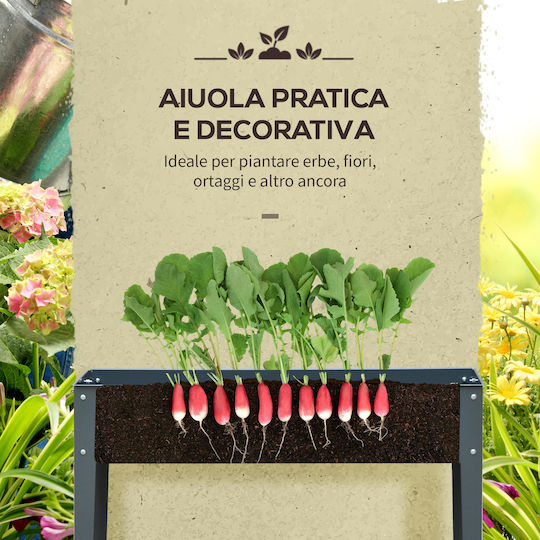Outsunny Blumentopfständer Metall Grau 100cmx30cmx80cmcm.