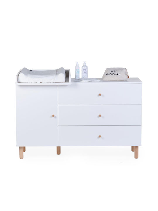 Kids Chest of Drawers White with 3 Drawers 137x75x93cm