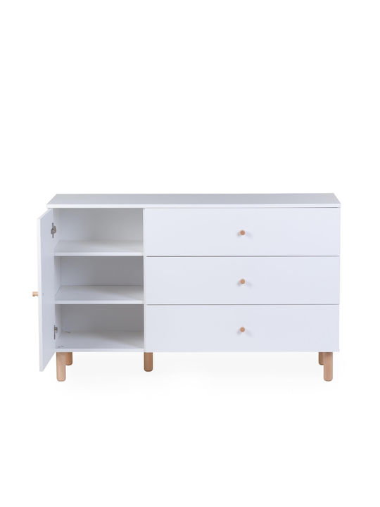 Kids Chest of Drawers White with 3 Drawers 137x75x93cm