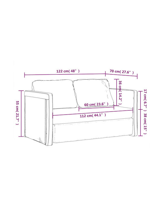 Doppelsitzer Sofa Bett Samt Blau 122x60x55cm