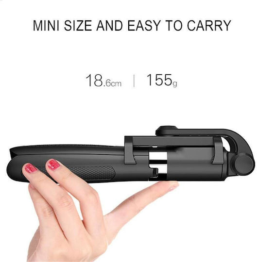 Andowl Selfie Stick Cell Phone Tripod with Bluetooth Black