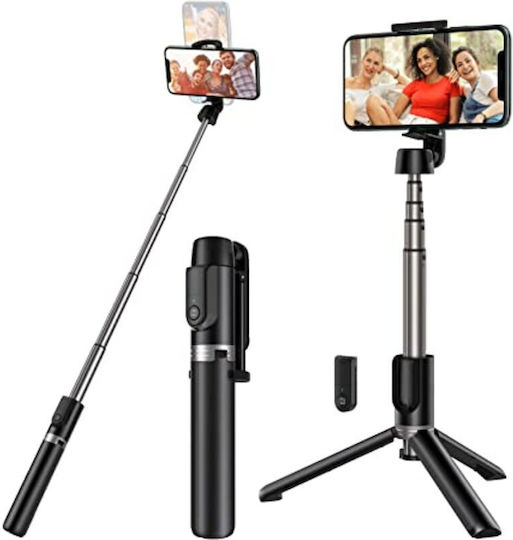 Andowl Selfie Stick Cell Phone Tripod with Bluetooth Black