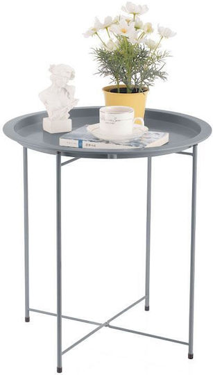 Masă Laterală Rotundă Wr Metalică Gri L47xL47xÎ50cm