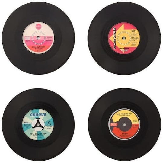 Out of the Blue Round Coaster Wooden Black 9cm 4pcs