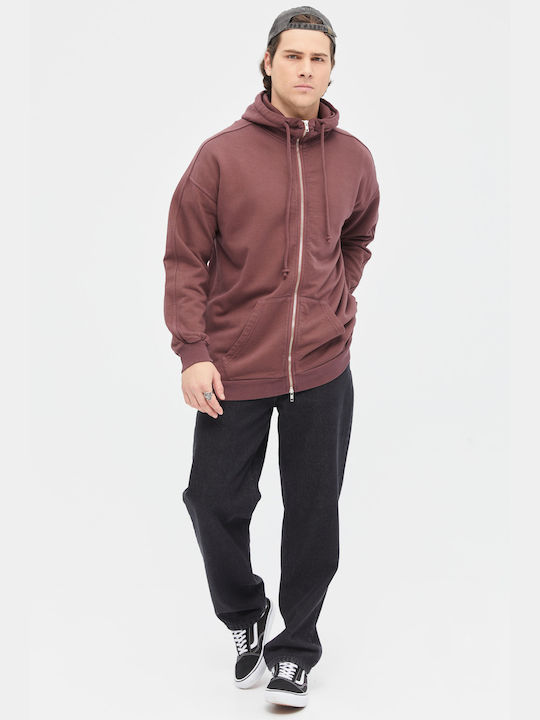 Aristoteli Bitsiani Men's Sweatshirt Jacket with Hood Bordeaux.