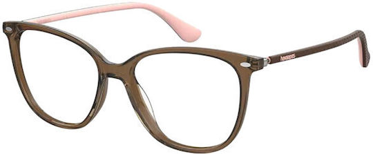 Havaianas Camacari V Dq2 Дамски Пластмасов Рамка за Очила Пеперуда Кафяв CAMACARI/V-DQ2-53
