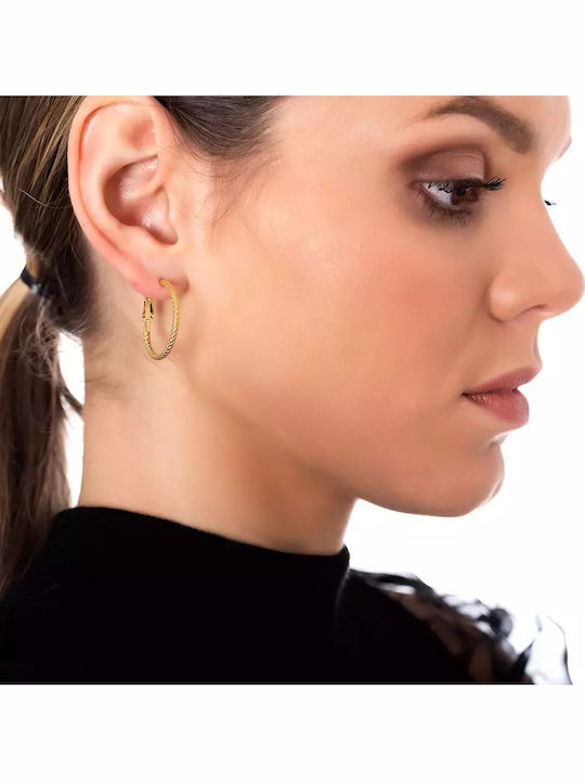 Oxzen Gold Plated Steel Hoops Oxzen Gold Plated Steel Hoops