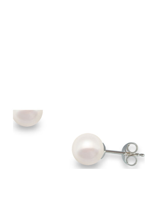 Margaritari Ohrringe aus White Gold mit Perlen
