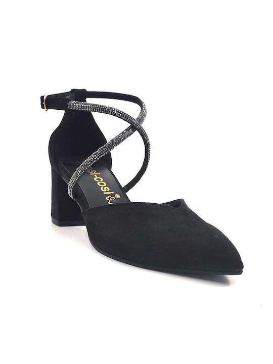 Pegabo Black Medium Heels with Strap