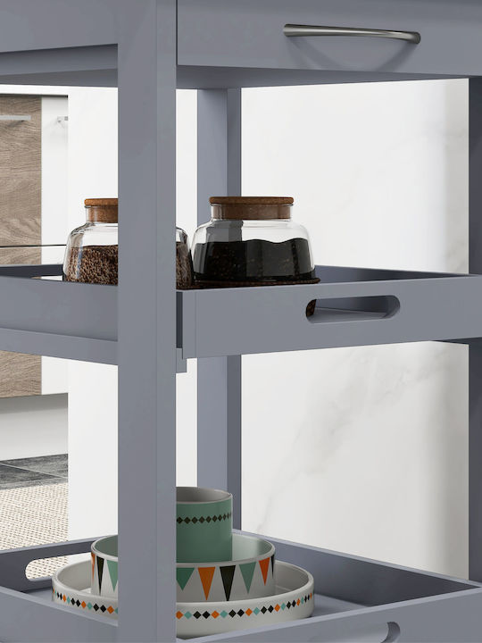 HomCom Ραφιέρα Κουζίνας Ξύλινη 4 Θέσεων Μπλε 37x37x76cm
