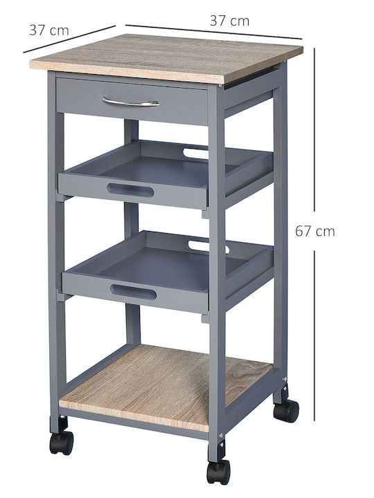 HomCom Ραφιέρα Κουζίνας Ξύλινη 4 Θέσεων Μπλε 37x37x76cm