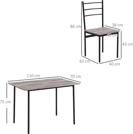 Τραπέζι Κουζίνας με 4 Καρέκλες 110x70εκ.