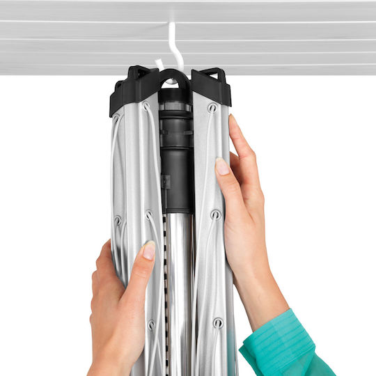 Brabantia Lift-O-Matic Folding Floor Clothes Drying Rack for Garden made of Aluminum with Hanging Length 3.12m