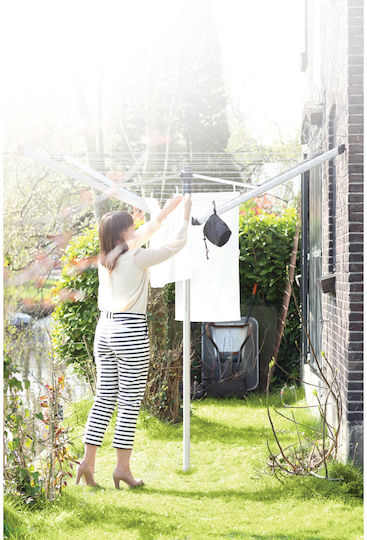 Brabantia Lift-O-Matic Folding Floor Clothes Drying Rack for Garden made of Aluminum with Hanging Length 3.12m