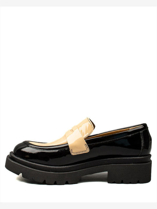Leder Damen Loafers in Schwarz Farbe