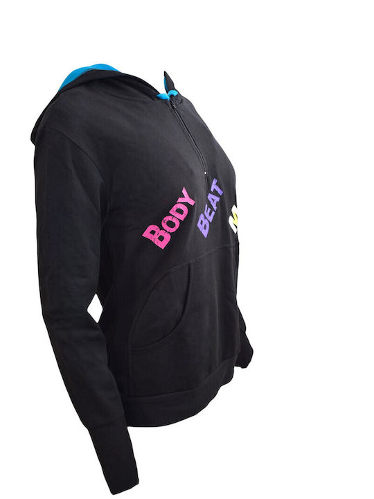 Damen Sweatshirt Kapuzen Schwarz