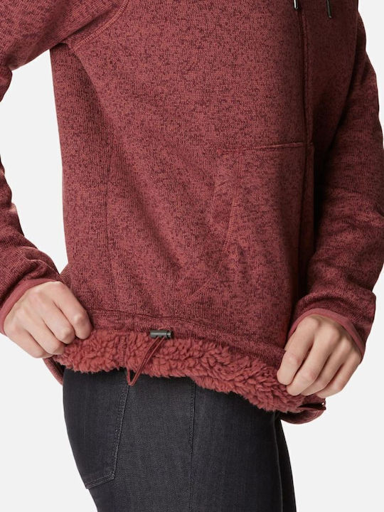 Full Women's Cardigan with Zipper Beetroot