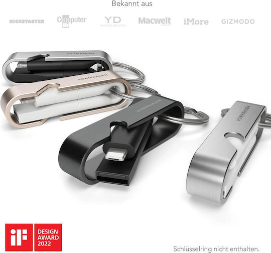 Vonmählen High Six 6in1 Спирала USB към Lightning / Type-C / micro USB Кабел 2.4Спецификация Сребрист (VO-HS-SL)