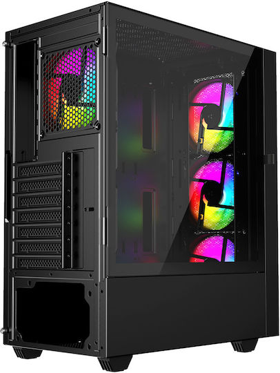 Gembird Fornax 4000 Геймърско бюро Midi Tower Компютърна кутия с RGB осветление Черен