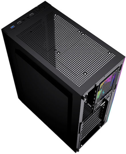 Gembird Fornax 2500 Gaming Midi Tower Κουτί Υπολογιστή με RGB Φωτισμό Μαύρο