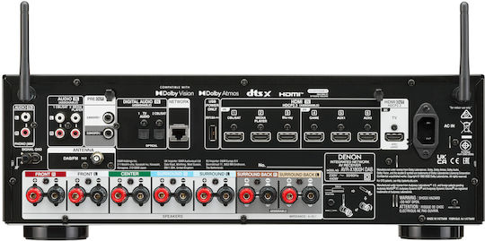 Denon AVR-X1800H Home Cinema Amplifier 4K/8K 7.2 Channels 80W/8Ω 175W/6Ω with HDR and Dolby Atmos Black