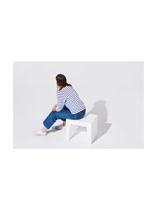 Stool For Living Room made of Polypropylene Concrete White 40x50x43cm