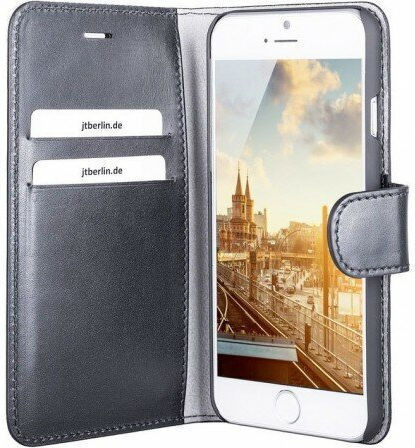 JT Berlin Книга Кожа Черен (iPhone 8/7)