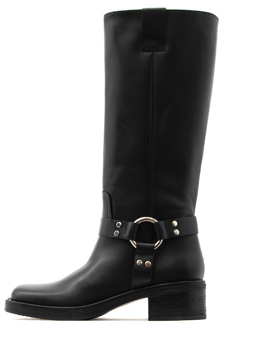 Debutto Donna Leather Women's Boots with Zipper Black