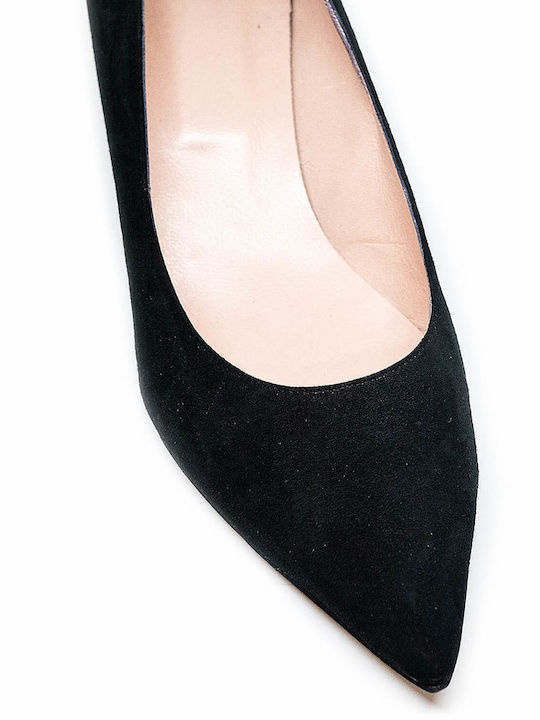Leather Pointed Toe Black Medium Heels