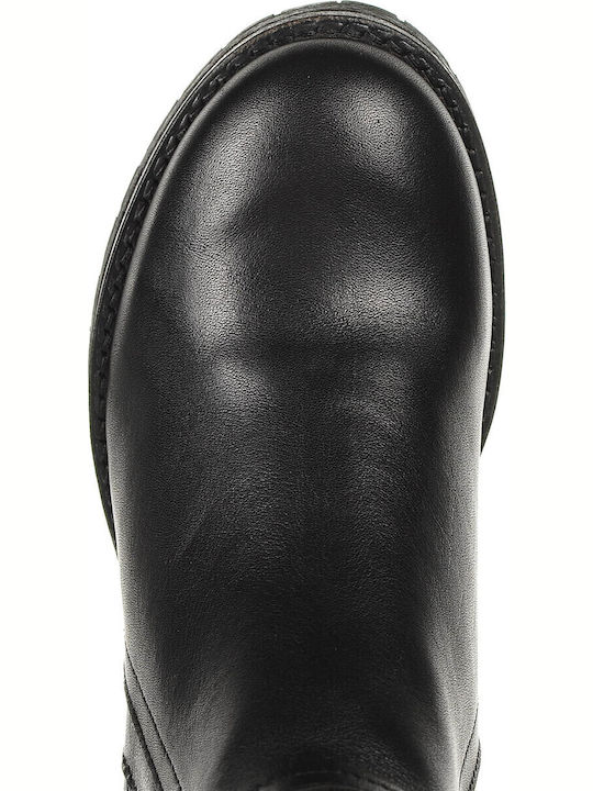 Leder Stiefeletten Damen Schwarz