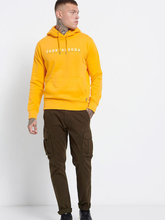 Funky Buddha Men's Sweatshirt with Hood and Pockets Yellow