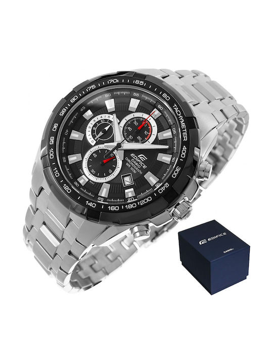 Casio Edifice Ανδρικό Ρολόι Χρονογράφος Μπαταρίας με Ασημί Μεταλλικό Μπρασελέ