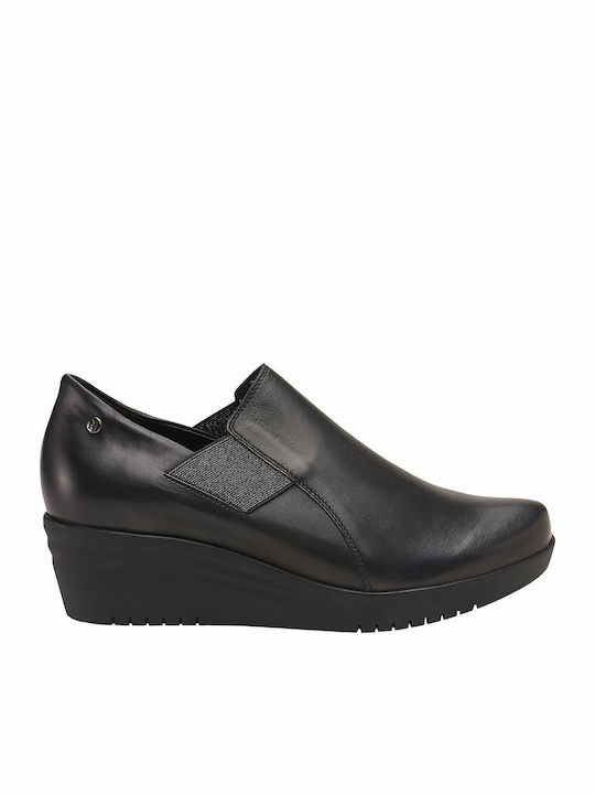 Leder Damen Mokassins in Schwarz Farbe