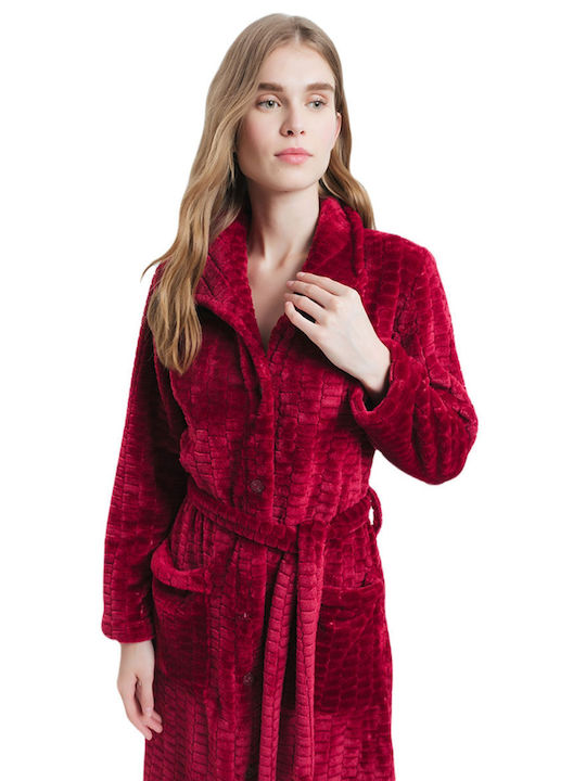 Giota Winter Women's Fleece Robe Bordeaux