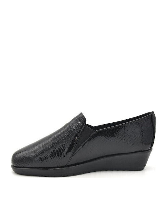 Leder Damen Mokassins in Schwarz Farbe