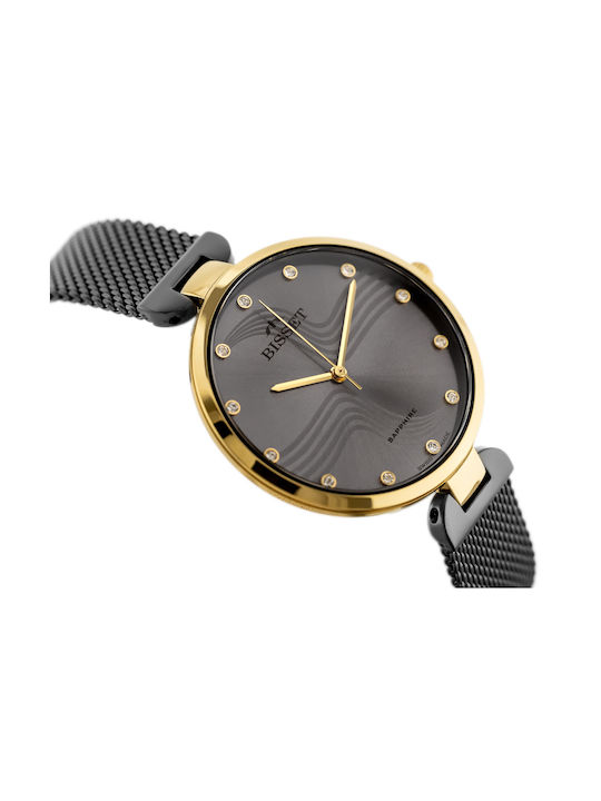 Bisset Damen Uhr mit Schwarz Metallarmband