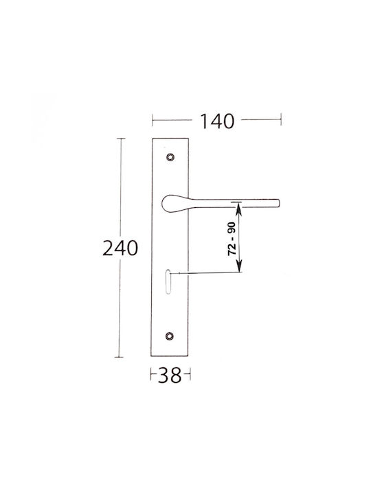 Convex Lever Front Door with Plate Left 1515 ICH-13534-ΠΌΜΟΛΟ-ΕΞΏΠΟΡΤΑΣ-ΑΡΙΣΤΕΡΌ Matt Chrome