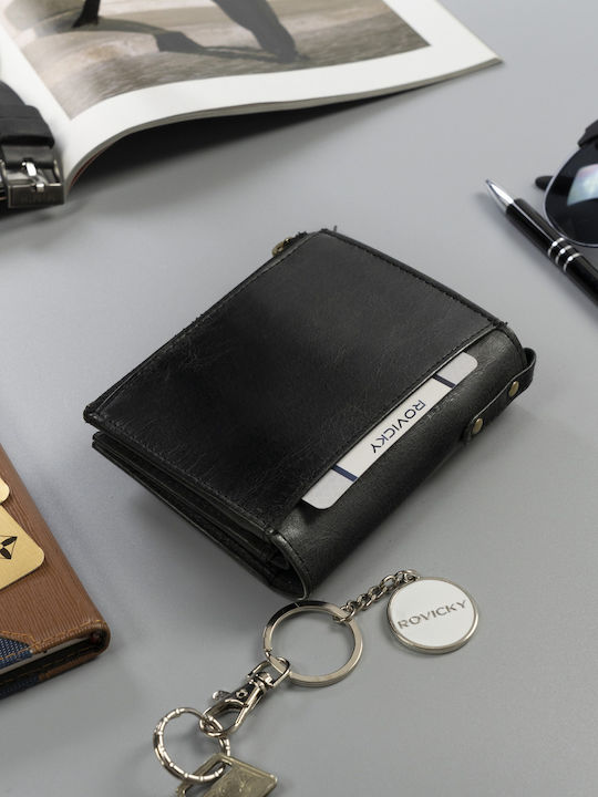 Кожен Мъжки Портфейл за Карти с RFID Черен
